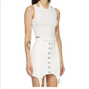 Dion lee off white halter tie tank top